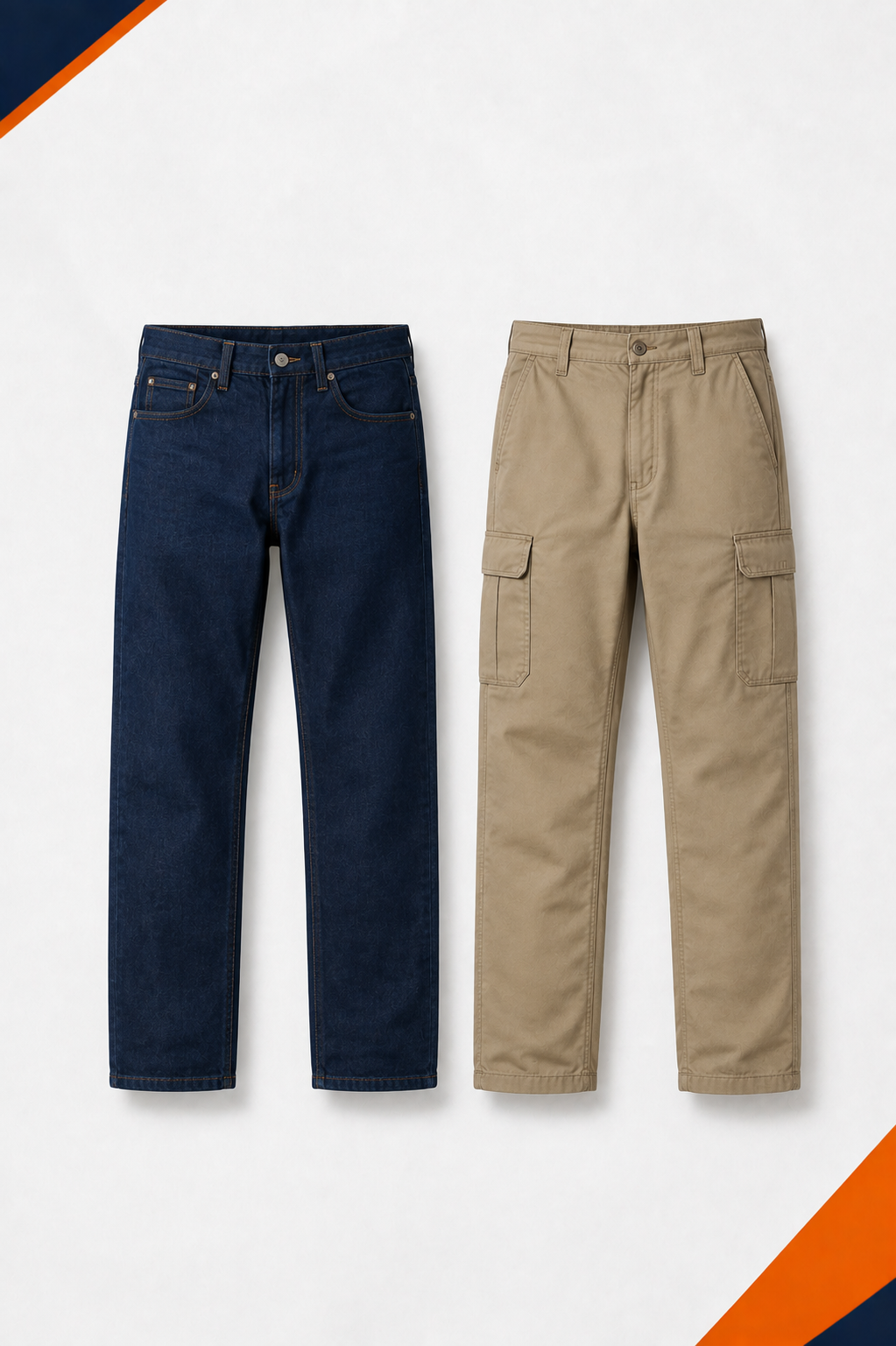 Denim and utility trousers